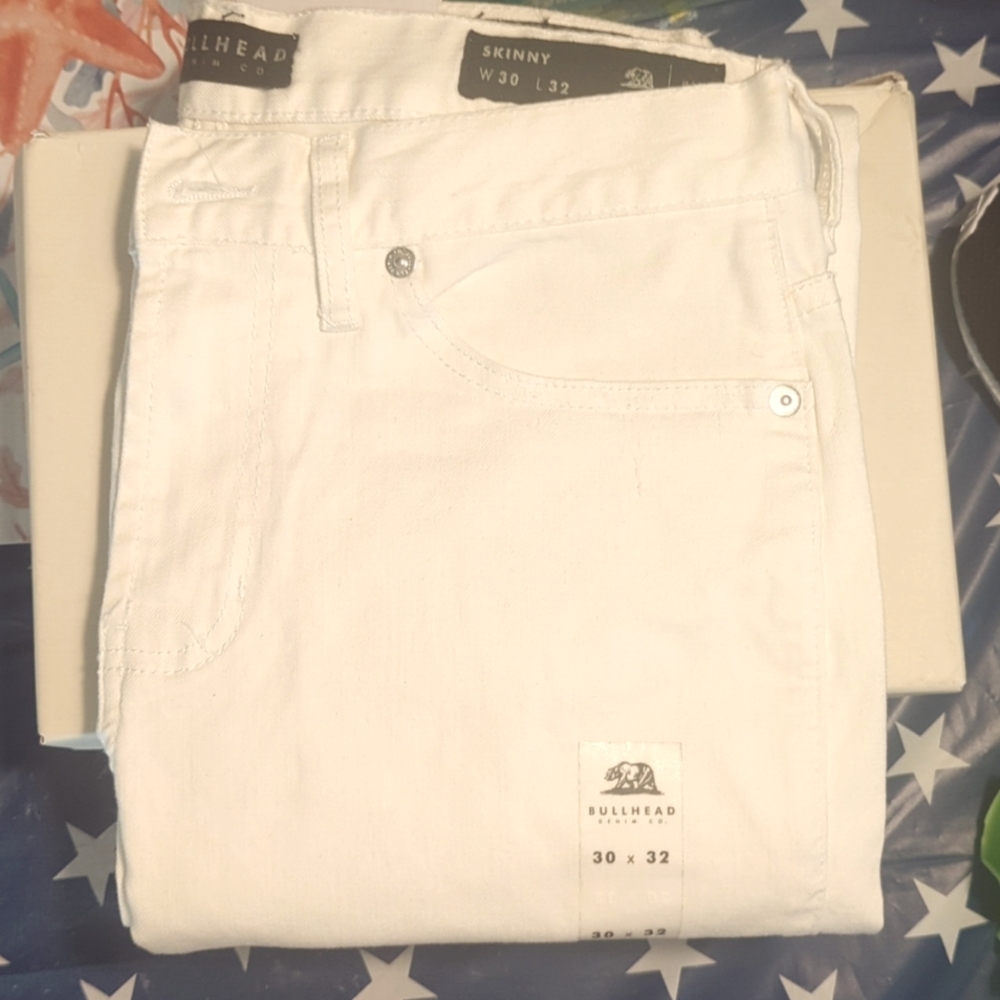 Bull Head white tattered denim skinny jeans